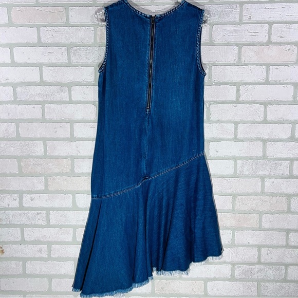 Anthropologie Cloth & Stone Asymmetrical Raw Hem Chambray Denim Dress Size S - Picture 4 of 8